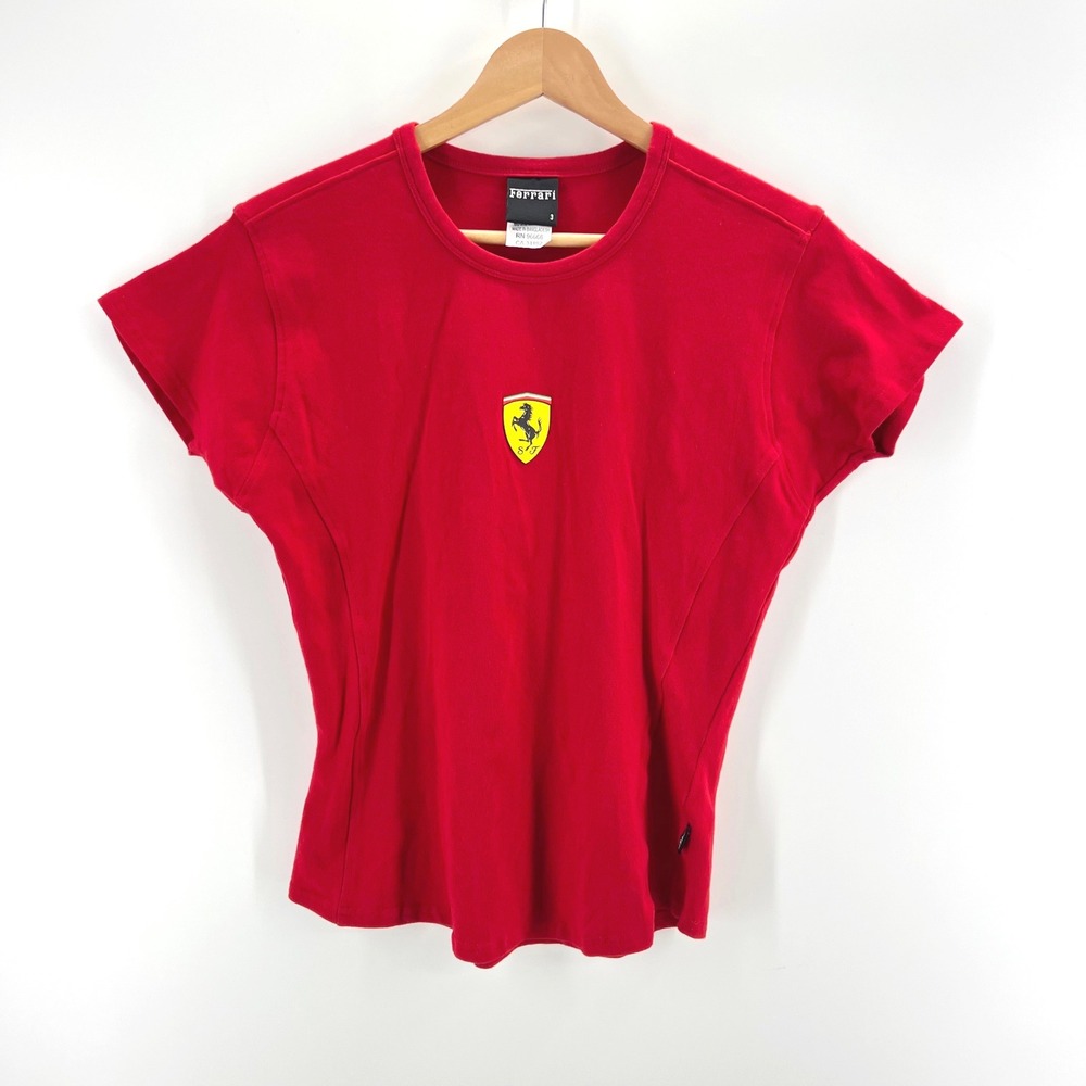 Ferrari Womens Tee Size 3 (S) Shield Logo Red Vintage Y2K Racing Streetwear